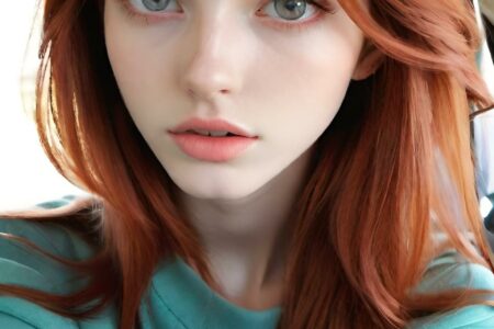 AI girl with red hair wallpaper