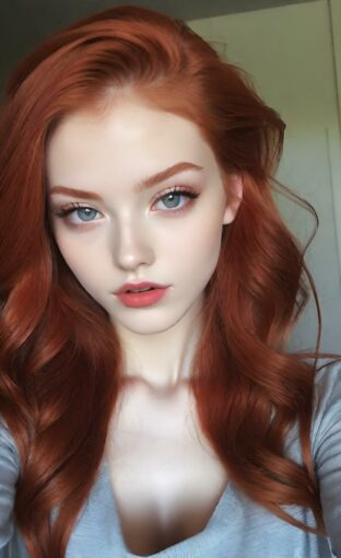 AI girl with red hair wallpaper
