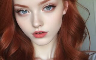 AI girl with red hair wallpaper