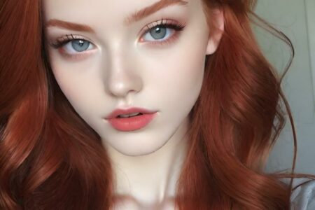 AI girl with red hair wallpaper