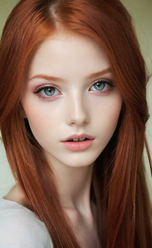AI girl with red hair wallpaper