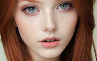 AI girl with red hair wallpaper