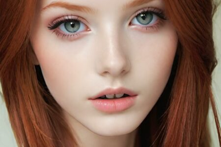 AI girl with red hair wallpaper