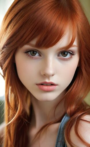 AI girl with red hair wallpaper