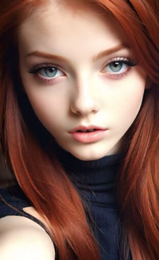 AI girl with red hair wallpaper