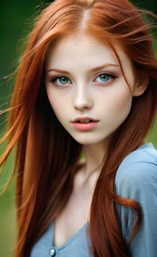 AI girl with red hair wallpaper