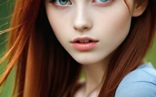 AI girl with red hair wallpaper