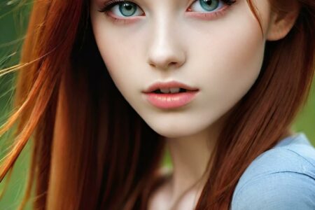 AI girl with red hair wallpaper