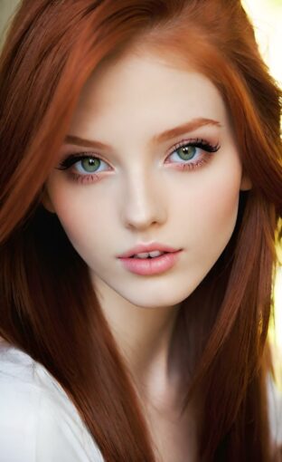 AI girl with red hair wallpaper