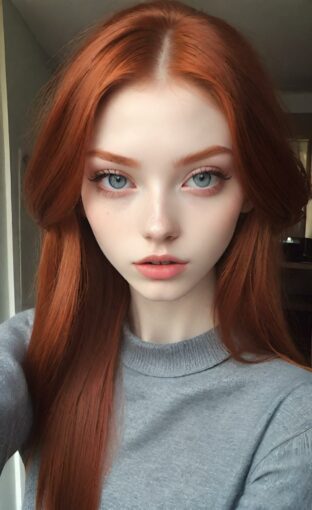 AI girl with red hair wallpaper