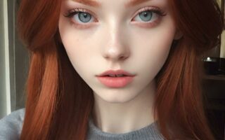 AI girl with red hair wallpaper