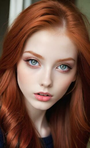 AI girl with red hair wallpaper