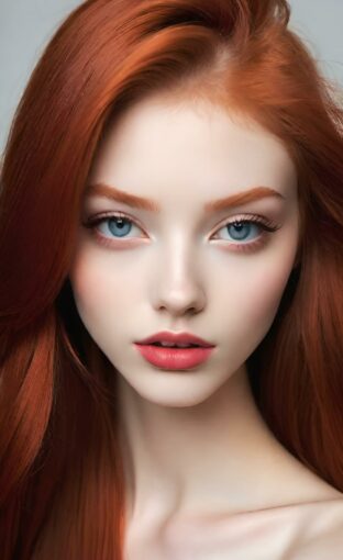 AI girl with red hair wallpaper