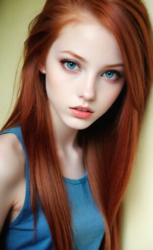 AI girl with red hair wallpaper