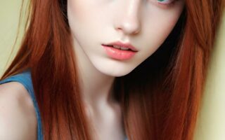 AI girl with red hair wallpaper