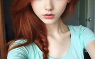 AI girl with red hair wallpaper
