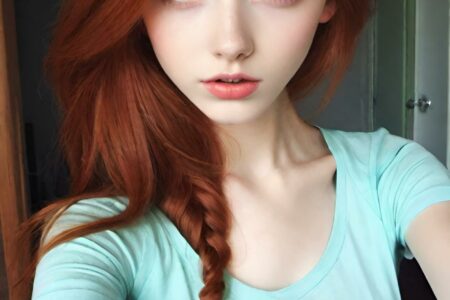 AI girl with red hair wallpaper