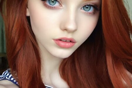 AI girl with red hair wallpaper