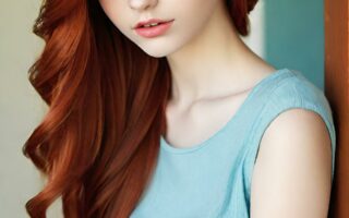 AI girl with red hair wallpaper
