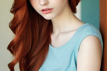 AI girl with red hair wallpaper