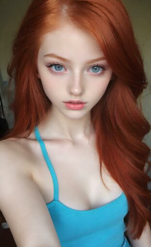 AI girl with red hair wallpaper
