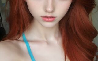 AI girl with red hair wallpaper