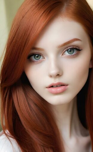 AI girl with red hair wallpaper