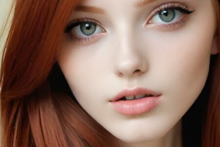 AI girl with red hair wallpaper