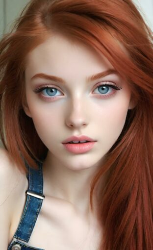 AI girl with red hair wallpaper