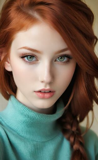 AI girl with red hair wallpaper