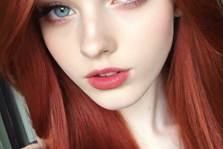 AI girl with red hair wallpaper