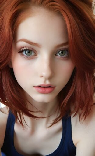 AI girl with red hair wallpaper
