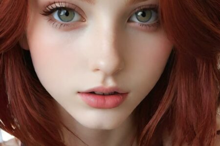 AI girl with red hair wallpaper