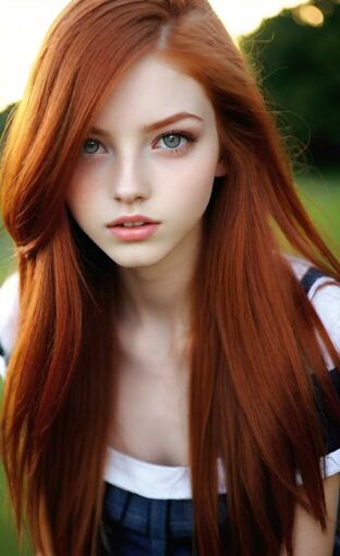 AI girl with red hair wallpaper