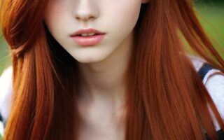 AI girl with red hair wallpaper
