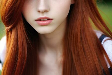 AI girl with red hair wallpaper