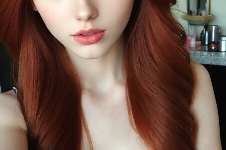 AI girl with red hair wallpaper