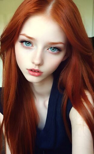 AI girl with red hair wallpaper
