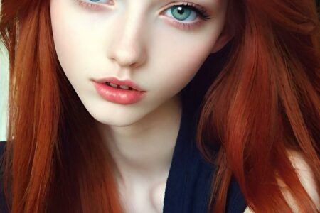 AI girl with red hair wallpaper