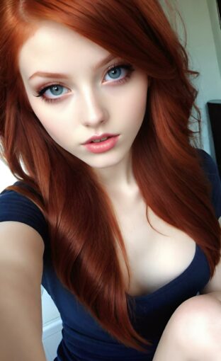 AI girl with red hair wallpaper