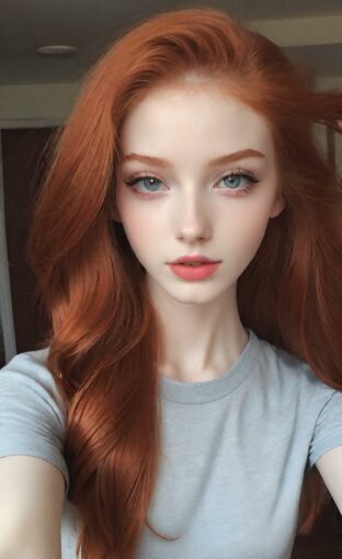 AI girl with red hair wallpaper