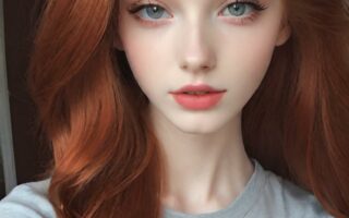 AI girl with red hair wallpaper
