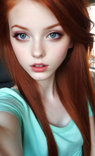 AI girl with red hair wallpaper