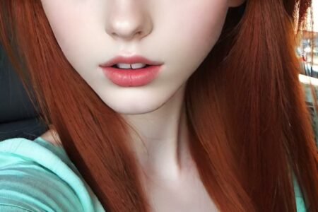 AI girl with red hair wallpaper