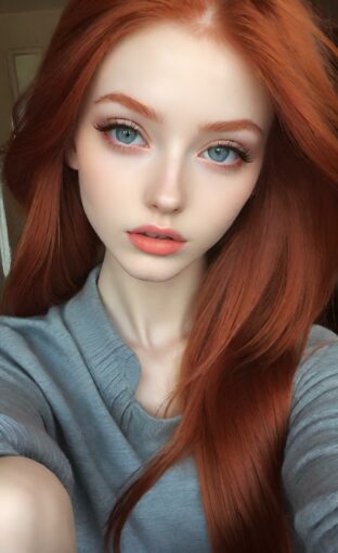 AI girl with red hair wallpaper