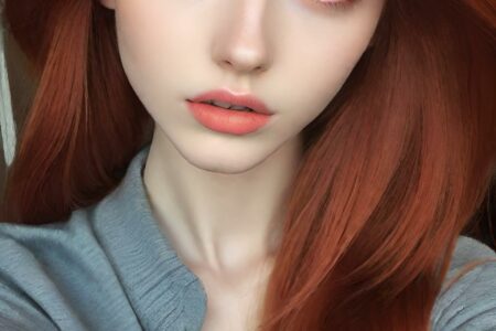 AI girl with red hair wallpaper