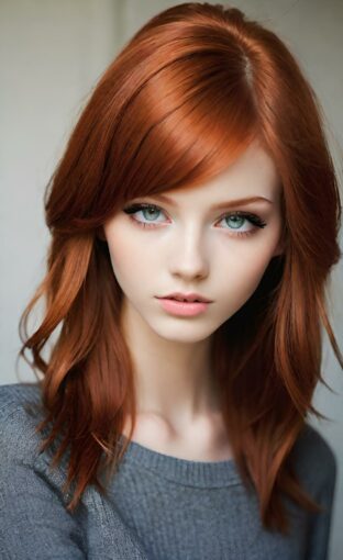 AI girl with red hair wallpaper