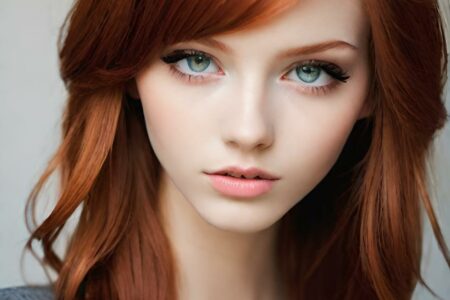 AI girl with red hair wallpaper