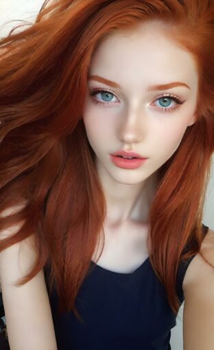 AI girl with red hair wallpaper