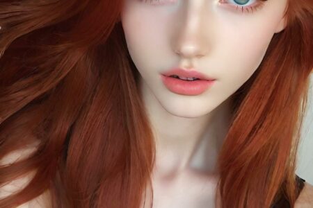 AI girl with red hair wallpaper